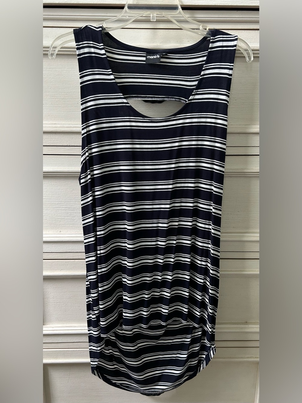 Navy & White Striped Sleeveless Tank Top